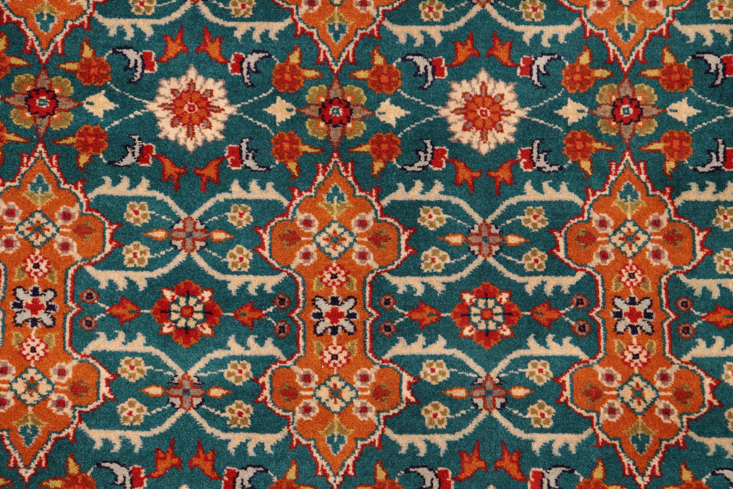handmade Transitional  Teal Orange Hand Knotted RECTANGLE 100% WOOL area rug 6x9