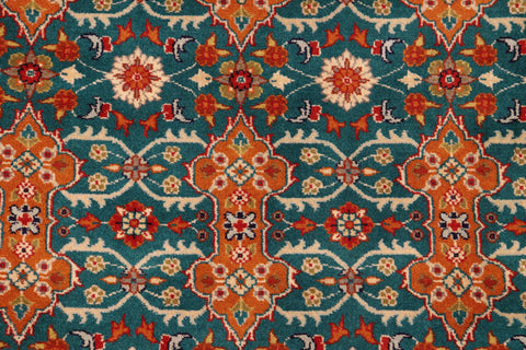 handmade Transitional  Teal Orange Hand Knotted RECTANGLE 100% WOOL area rug 6x9