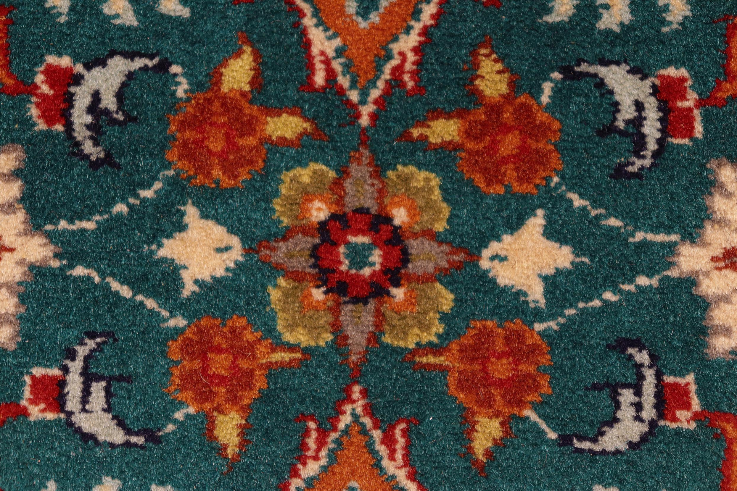 handmade Transitional  Teal Orange Hand Knotted RECTANGLE 100% WOOL area rug 6x9