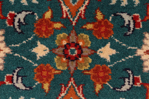 handmade Transitional  Teal Orange Hand Knotted RECTANGLE 100% WOOL area rug 6x9