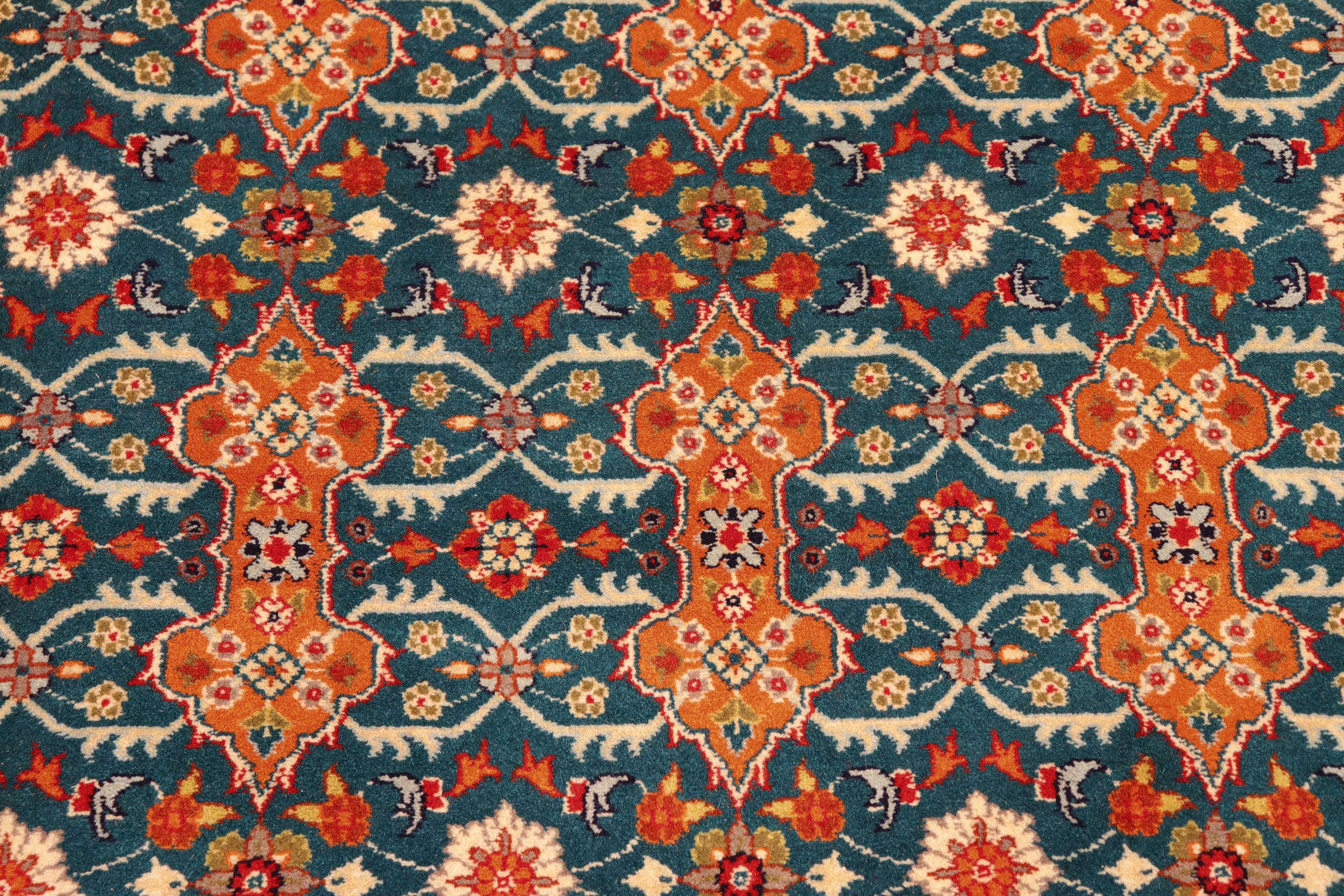 handmade Transitional  Teal Orange Hand Knotted RECTANGLE 100% WOOL area rug 6x9
