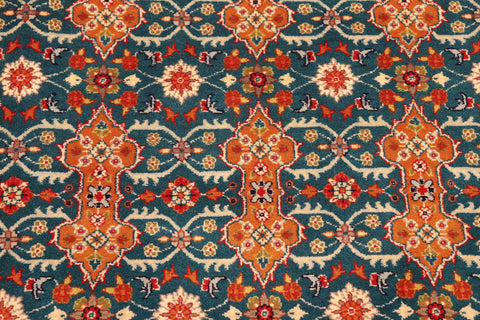 handmade Transitional  Teal Orange Hand Knotted RECTANGLE 100% WOOL area rug 6x9