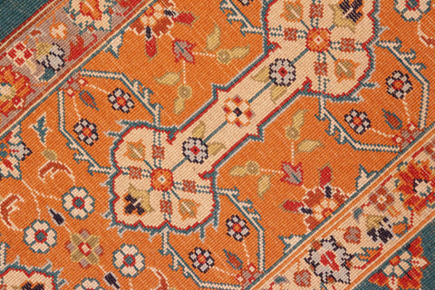 handmade Transitional  Teal Orange Hand Knotted RECTANGLE 100% WOOL area rug 6x9