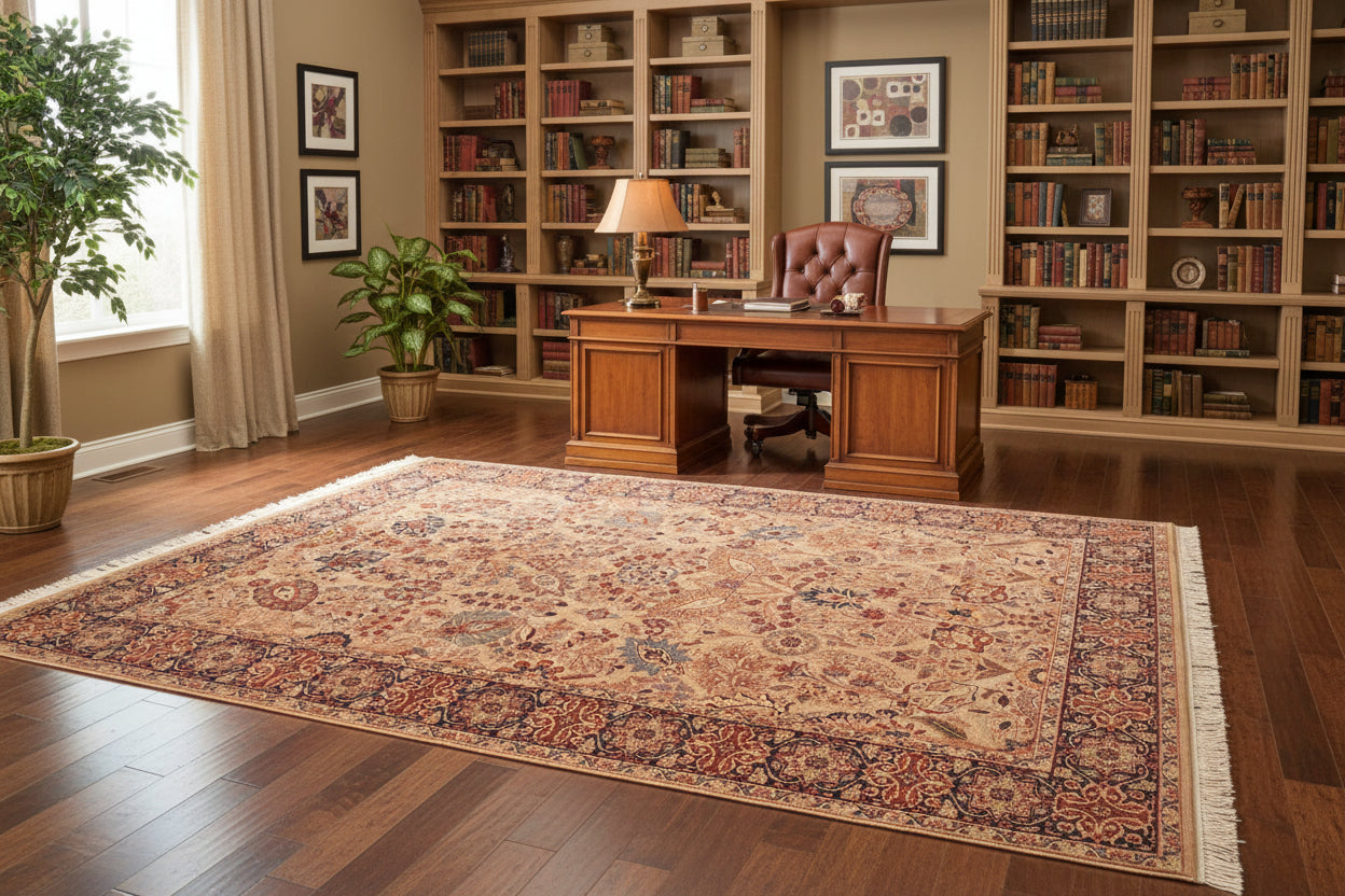 handmade Traditional Tabriz Taupe Blue Hand Knotted RECTANGLE 100% WOOL area rug 6x9