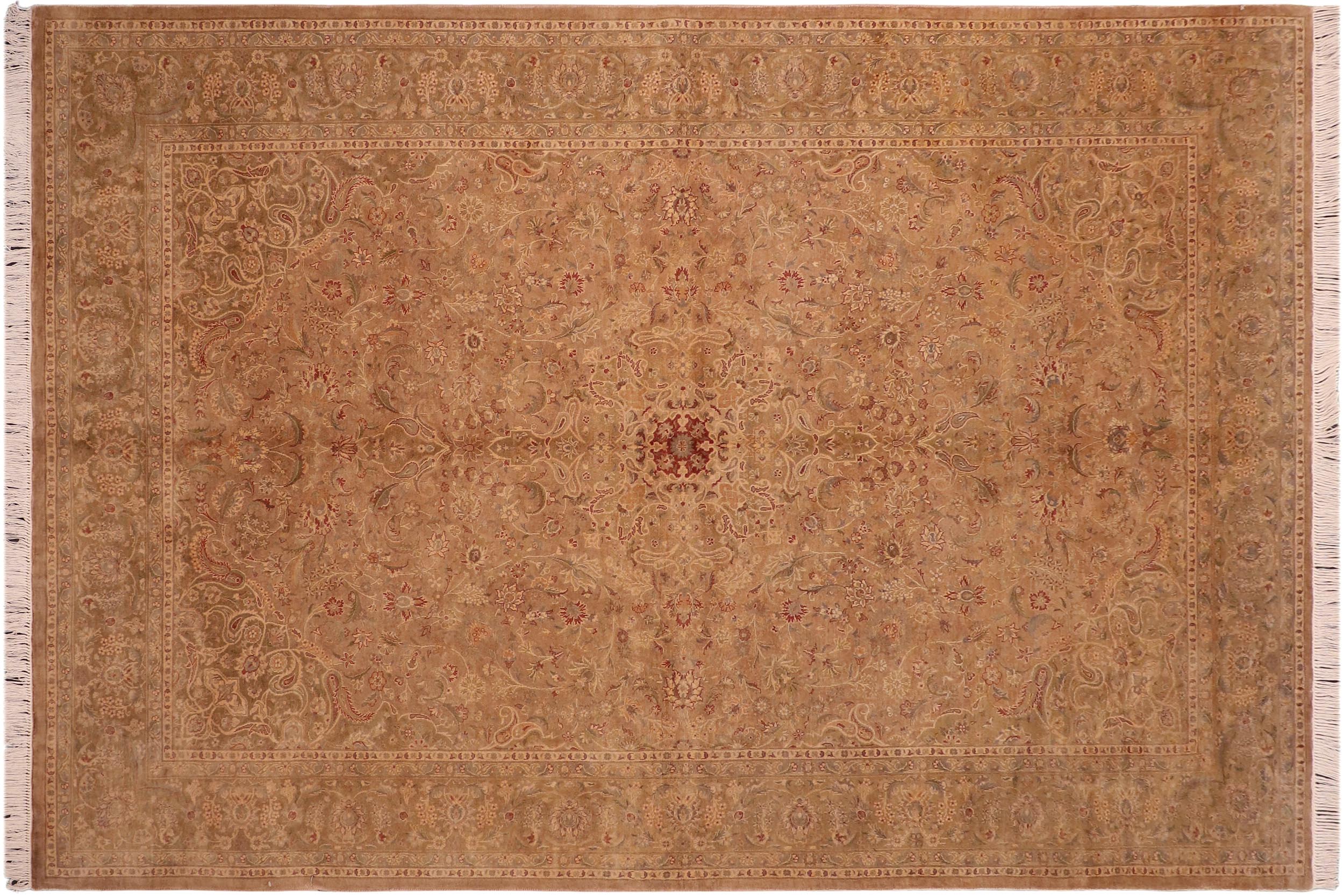 handmade Traditional Kasbeen Taupe Green Hand Knotted RECTANGLE 100% WOOL area rug 6x10