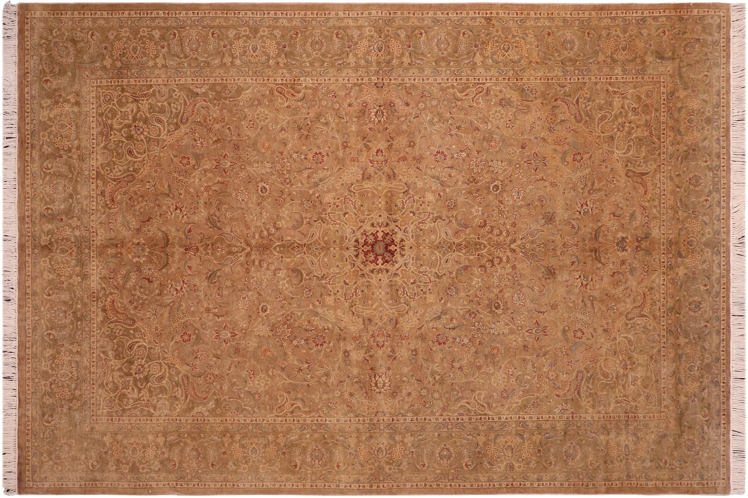 handmade Traditional Kasbeen Taupe Green Hand Knotted RECTANGLE 100% WOOL area rug 6x10