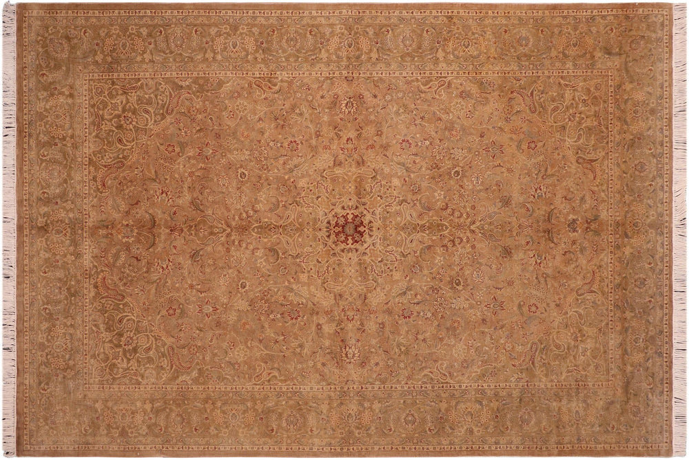 handmade Traditional Kasbeen Taupe Green Hand Knotted RECTANGLE 100% WOOL area rug 6x10