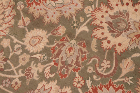 handmade Traditional Mehal Green Beige Hand Knotted RECTANGLE 100% WOOL area rug 6x9