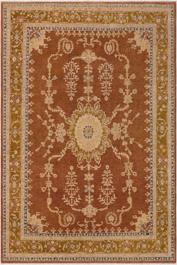 handmade Traditional Kafkaz Brown Gold Hand Knotted RECTANGLE 100% WOOL area rug 8 x 12