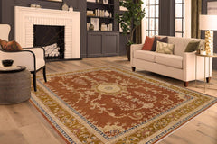 handmade Traditional Kafkaz Brown Gold Hand Knotted RECTANGLE 100% WOOL area rug 8 x 12