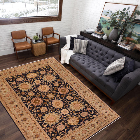 handmade Transitional Kafkaz Blue Green Hand Knotted RECTANGLE 100% WOOL area rug 10' x 13'