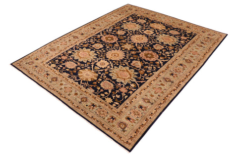 handmade Transitional Kafkaz Blue Green Hand Knotted RECTANGLE 100% WOOL area rug 10' x 13'