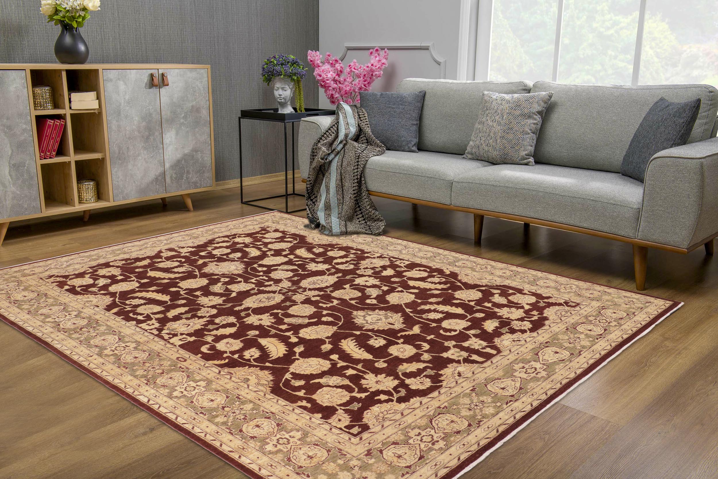 handmade Traditional Kafkaz Brown Green Hand Knotted RECTANGLE 100% WOOL area rug 10x14