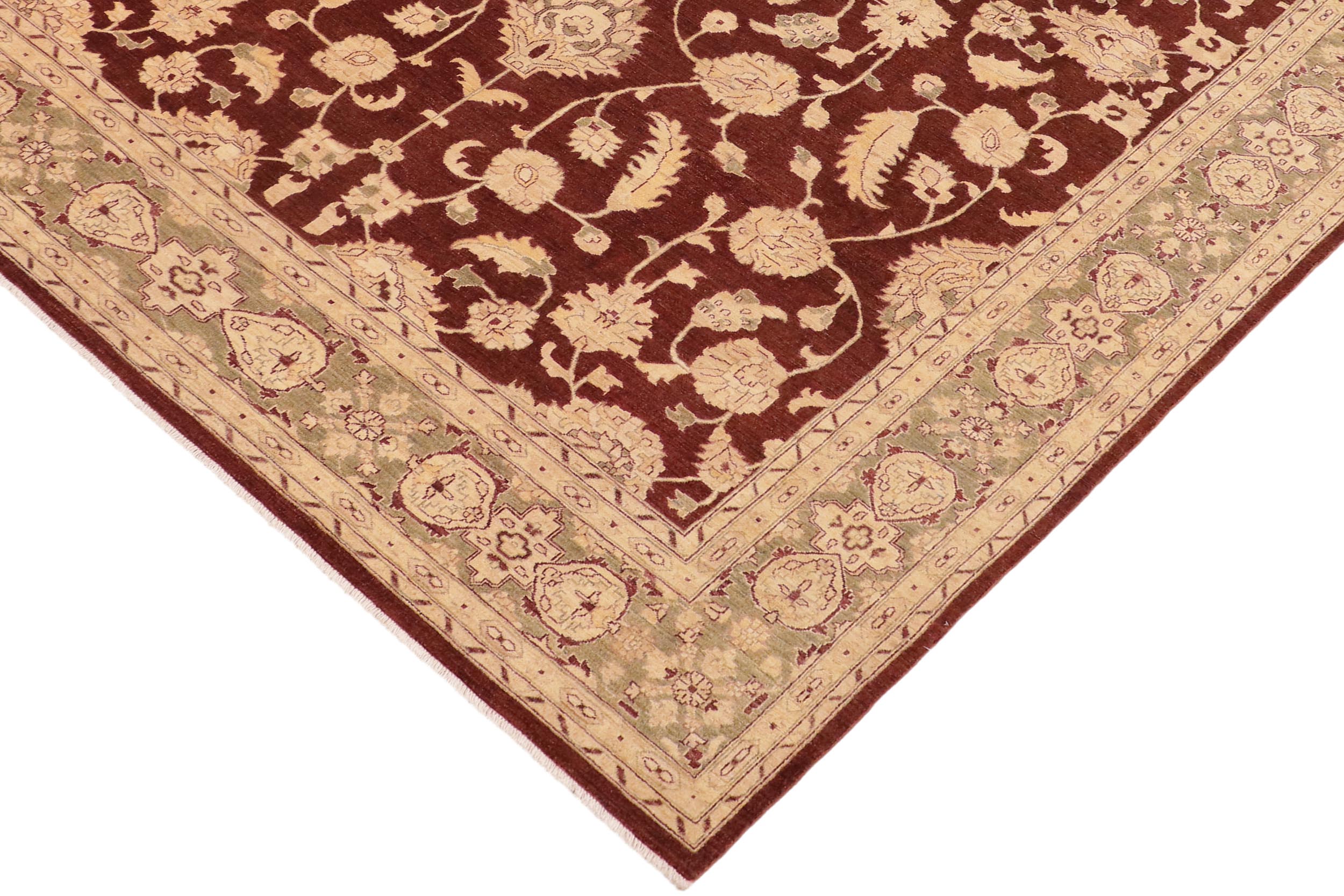 handmade Traditional Kafkaz Brown Green Hand Knotted RECTANGLE 100% WOOL area rug 10x14