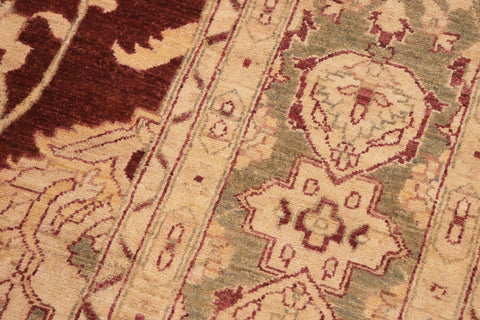 handmade Traditional Kafkaz Brown Green Hand Knotted RECTANGLE 100% WOOL area rug 10x14