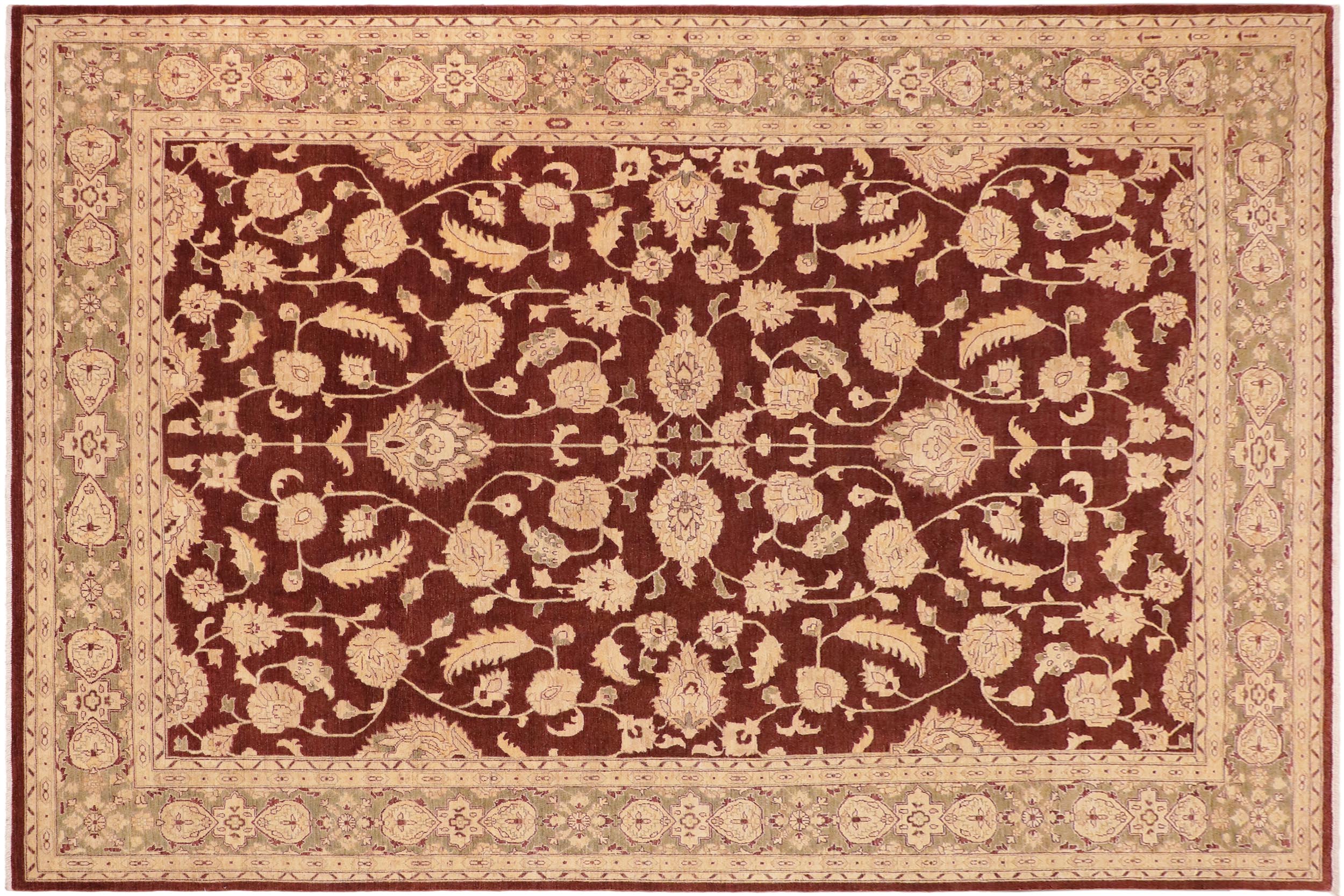 handmade Traditional Kafkaz Brown Green Hand Knotted RECTANGLE 100% WOOL area rug 10x14
