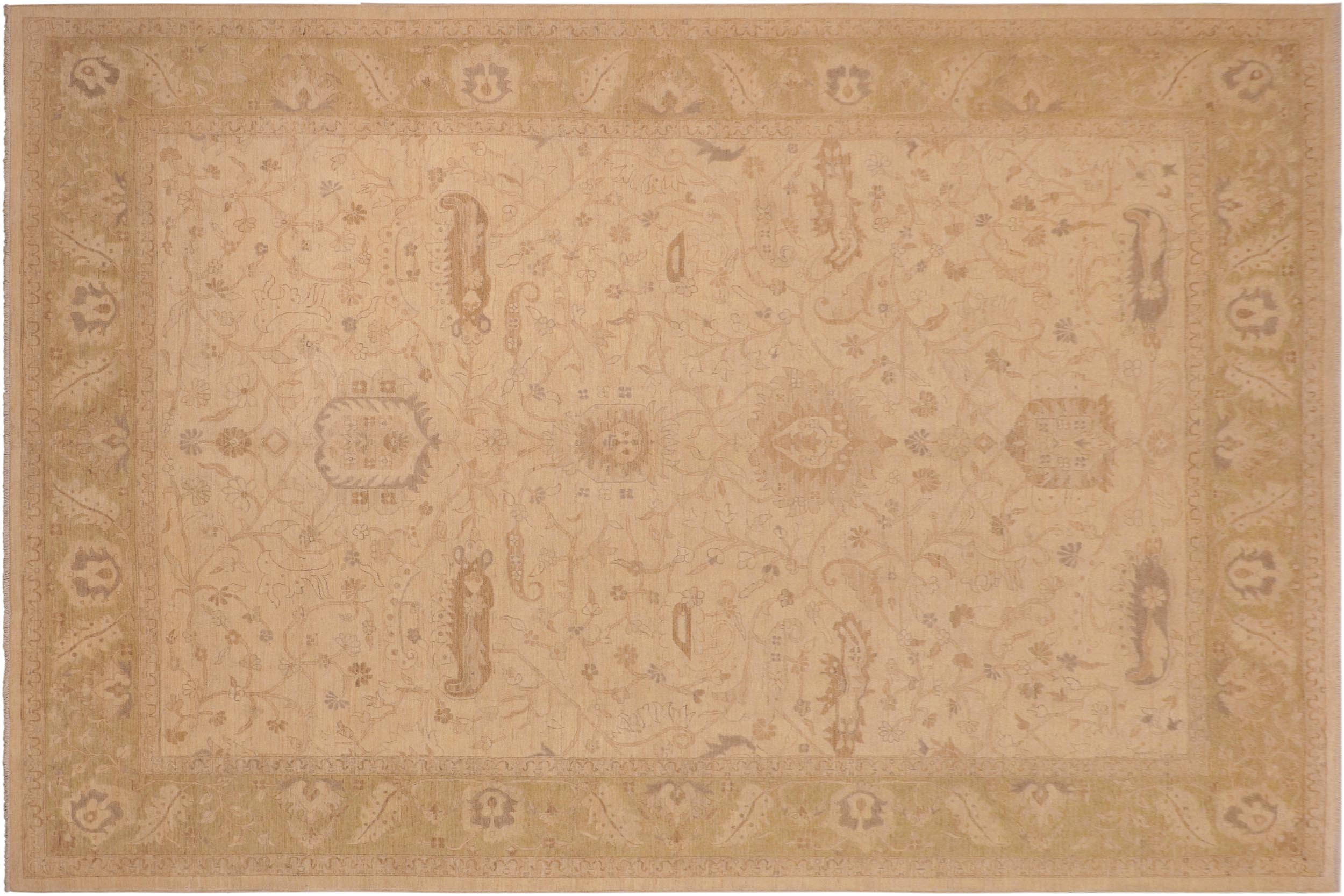 handmade Traditional Kafkaz Tan Green Hand Knotted RECTANGLE 100% WOOL area rug 10x14