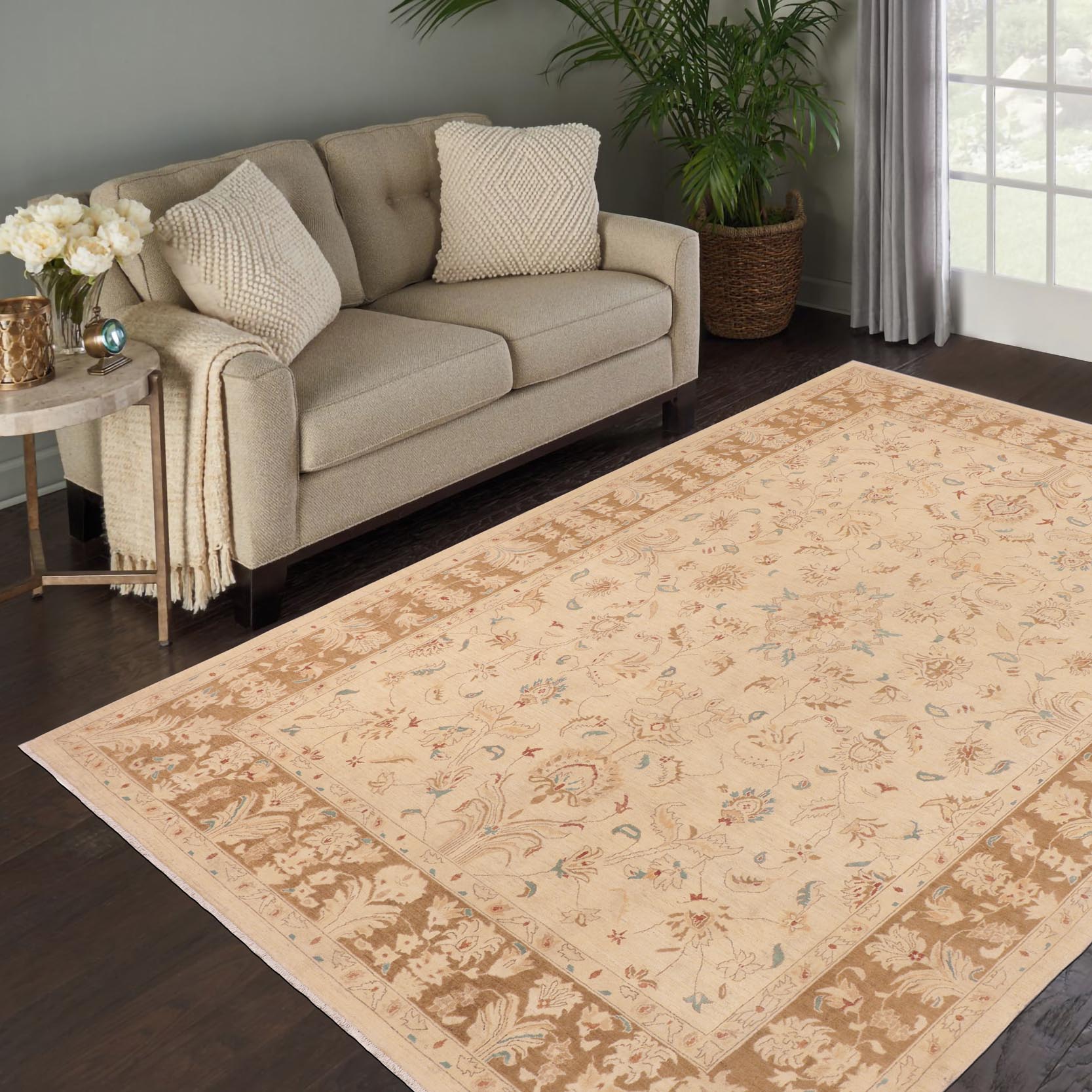 handmade Traditional Kafkaz Beige Brown Hand Knotted RECTANGLE 100% WOOL area rug 10x14