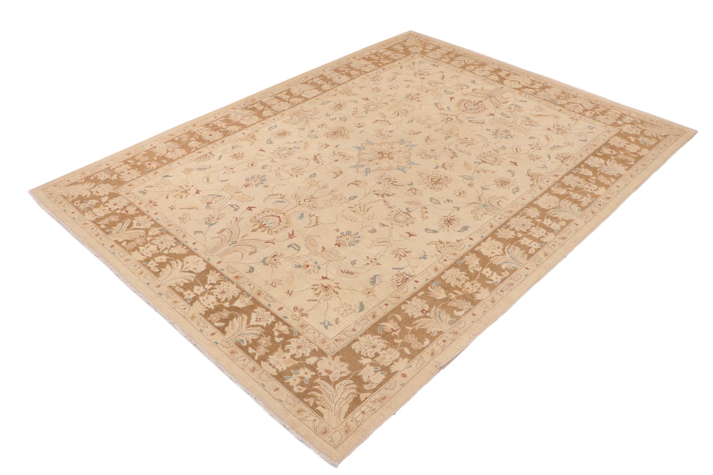 handmade Traditional Kafkaz Beige Brown Hand Knotted RECTANGLE 100% WOOL area rug 10x14