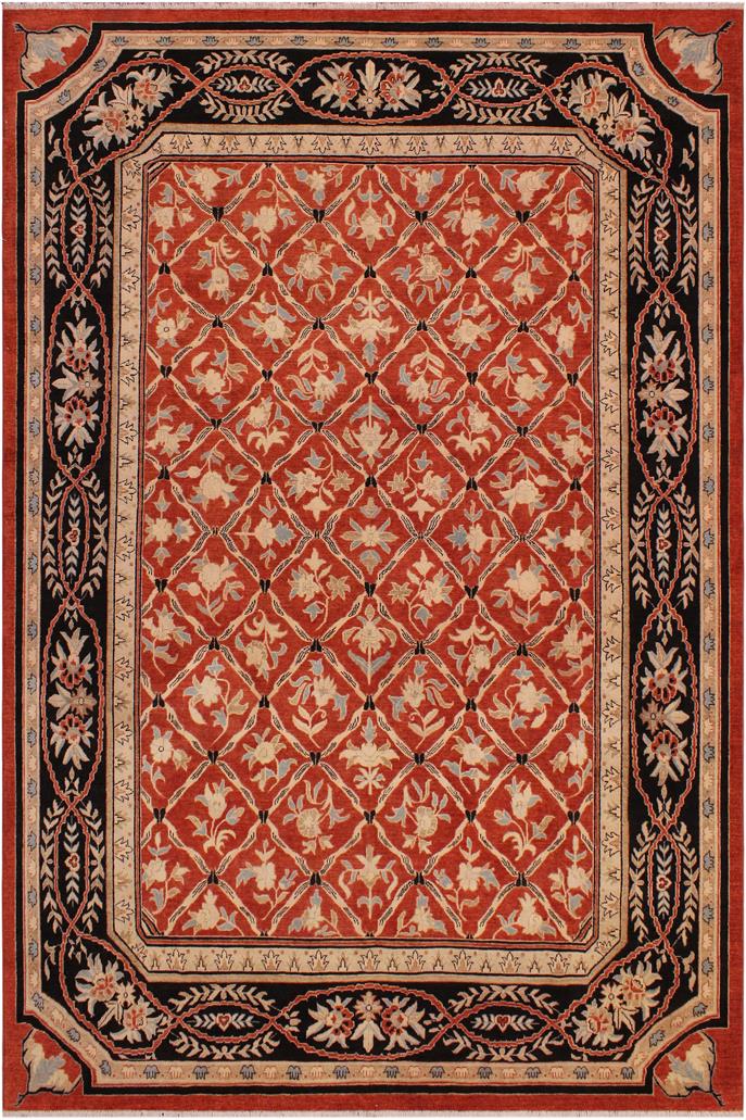handmade Transitional Kafkaz Rust Black Hand Knotted RECTANGLE 100% WOOL area rug 9 x 12
