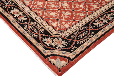 handmade Transitional Kafkaz Rust Black Hand Knotted RECTANGLE 100% WOOL area rug 9' x 12'