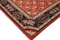 handmade Transitional Kafkaz Rust Black Hand Knotted RECTANGLE 100% WOOL area rug 9 x 12