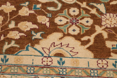handmade Transitional Kafkaz Brown Beige Hand Knotted RECTANGLE 100% WOOL area rug 9' x 12'