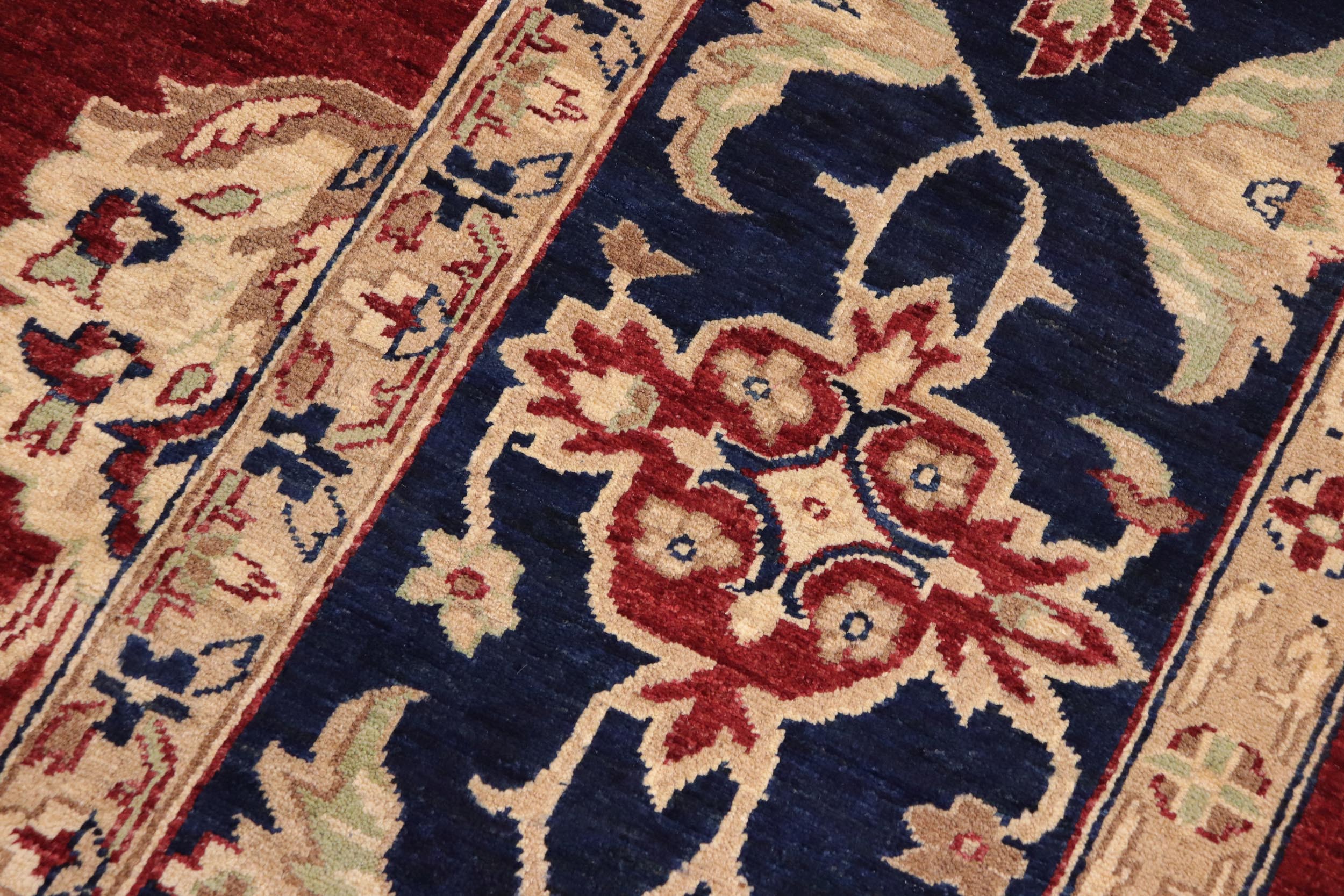 handmade Traditional Kafkaz Red Blue Hand Knotted RECTANGLE 100% WOOL area rug 11x14