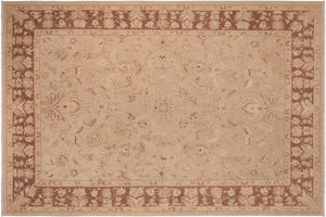 10x14 hand knotted Ziegler wool rug in tan and brown - Bohemian Ziegler Francina