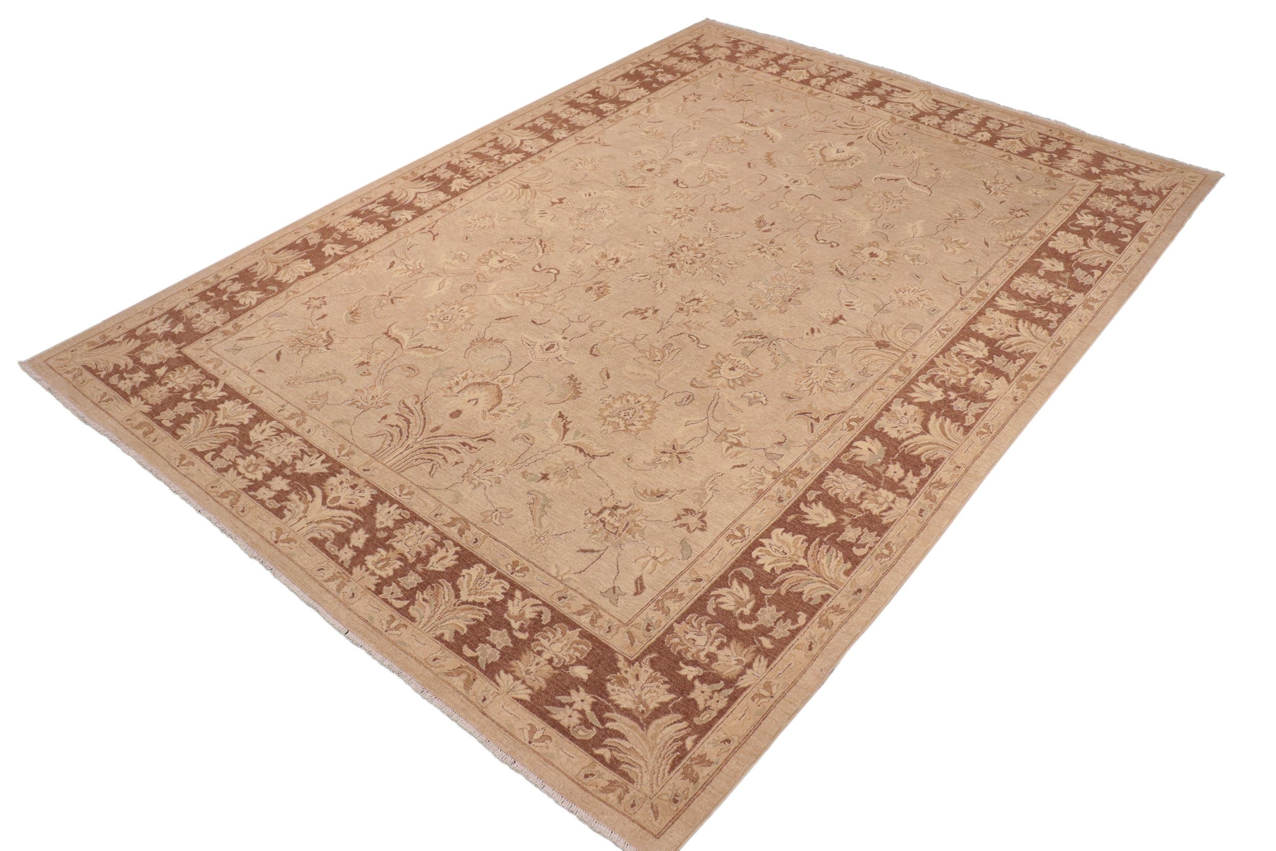 handmade Traditional Kafkaz Tan Brown Hand Knotted RECTANGLE 100% WOOL area rug 10x14