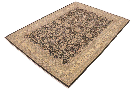 handmade Transitional Kafkaz Charcoal Beige Hand Knotted RECTANGLE 100% WOOL area rug 9x12
