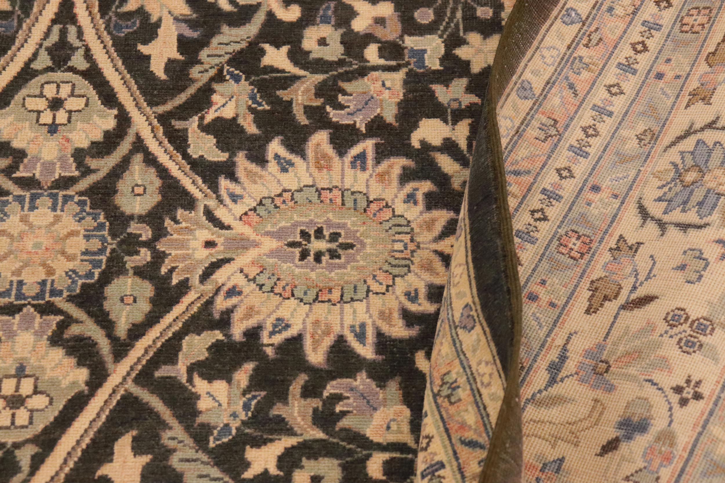 handmade Transitional Kafkaz Charcoal Beige Hand Knotted RECTANGLE 100% WOOL area rug 9x12