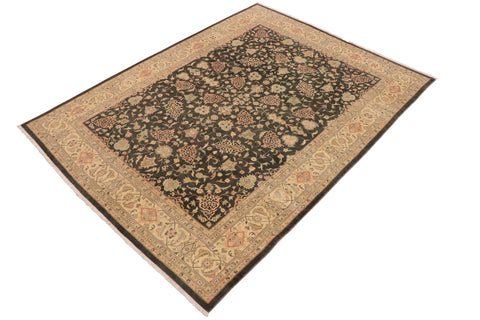 handmade Traditional Kafkaz Charcoal Green Hand Knotted RECTANGLE 100% WOOL area rug 9x12