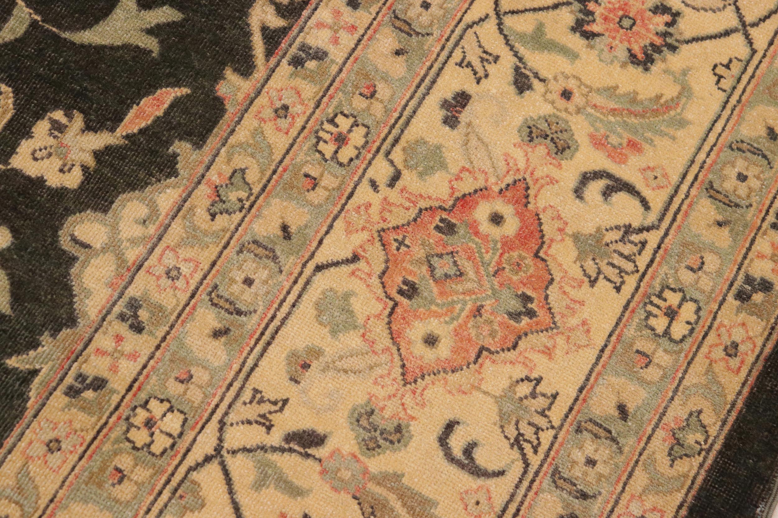 handmade Traditional Kafkaz Charcoal Green Hand Knotted RECTANGLE 100% WOOL area rug 9x12