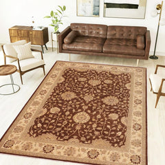 handmade Traditional Kafkaz Brown Beige Hand Knotted RECTANGLE 100% WOOL area rug 9 x 11
