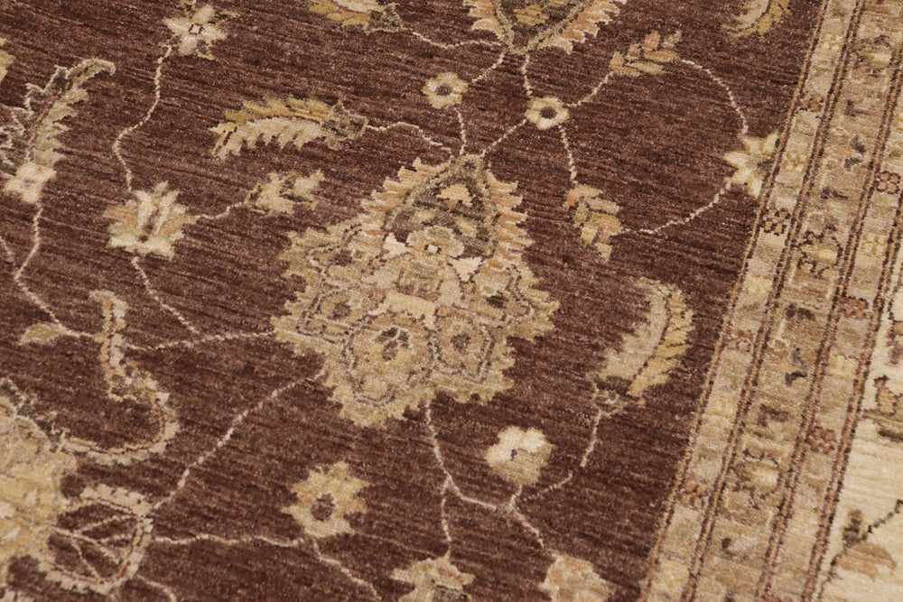 handmade Transitional Kafkaz Brown Beige Hand Knotted RECTANGLE 100% WOOL area rug 9' x 12'