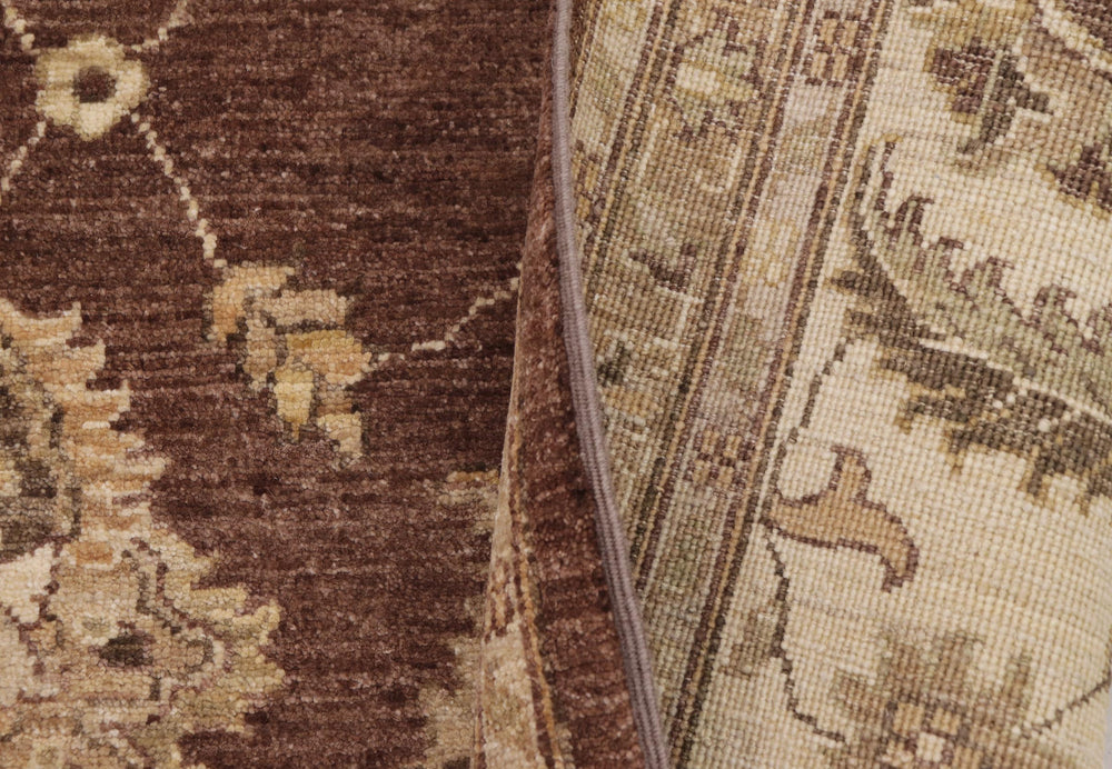 handmade Transitional Kafkaz Brown Beige Hand Knotted RECTANGLE 100% WOOL area rug 9' x 12'