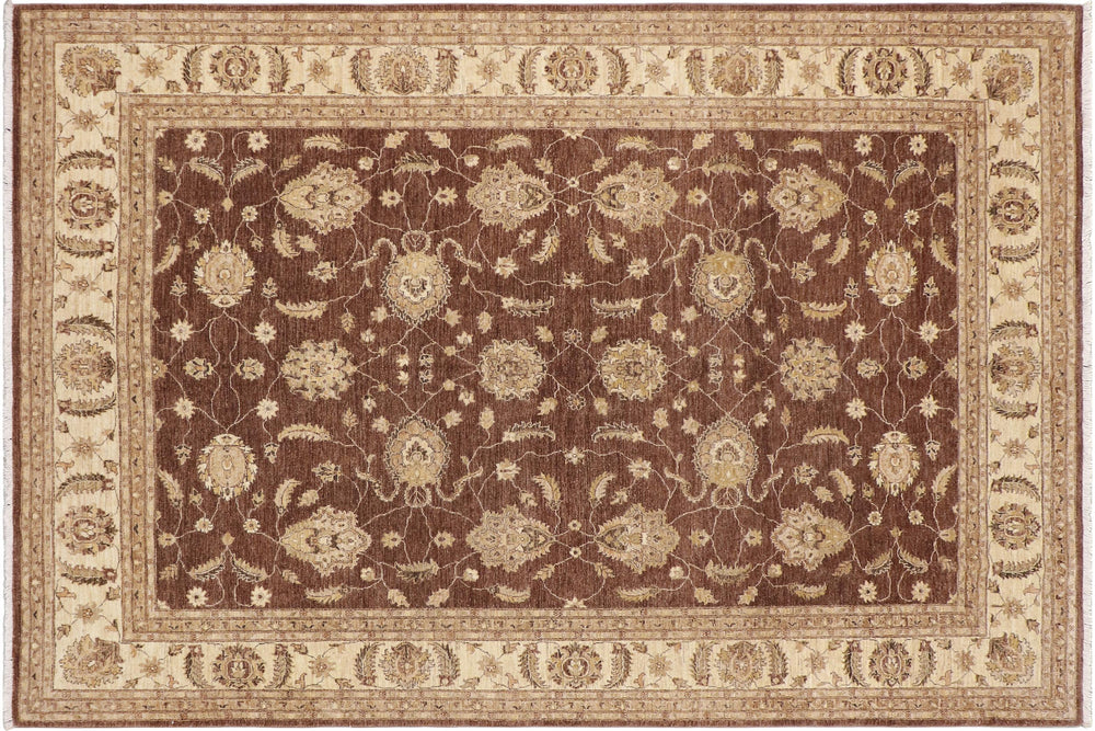 handmade Transitional Kafkaz Brown Beige Hand Knotted RECTANGLE 100% WOOL area rug 9' x 12'