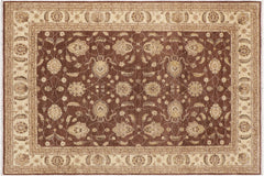handmade Transitional Kafkaz Brown Beige Hand Knotted RECTANGLE 100% WOOL area rug 9' x 12'
