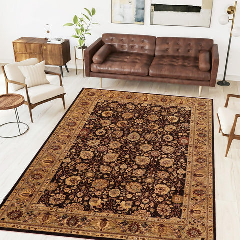 handmade Transitional Kafkaz Brown Olive Green Hand Knotted RECTANGLE 100% WOOL area rug 9' x 11'