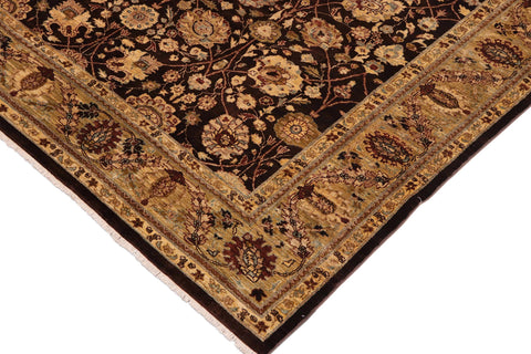 handmade Transitional Kafkaz Brown Olive Green Hand Knotted RECTANGLE 100% WOOL area rug 9' x 11'