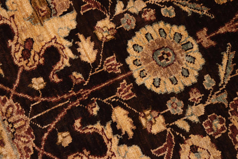 handmade Transitional Kafkaz Brown Olive Green Hand Knotted RECTANGLE 100% WOOL area rug 9' x 11'