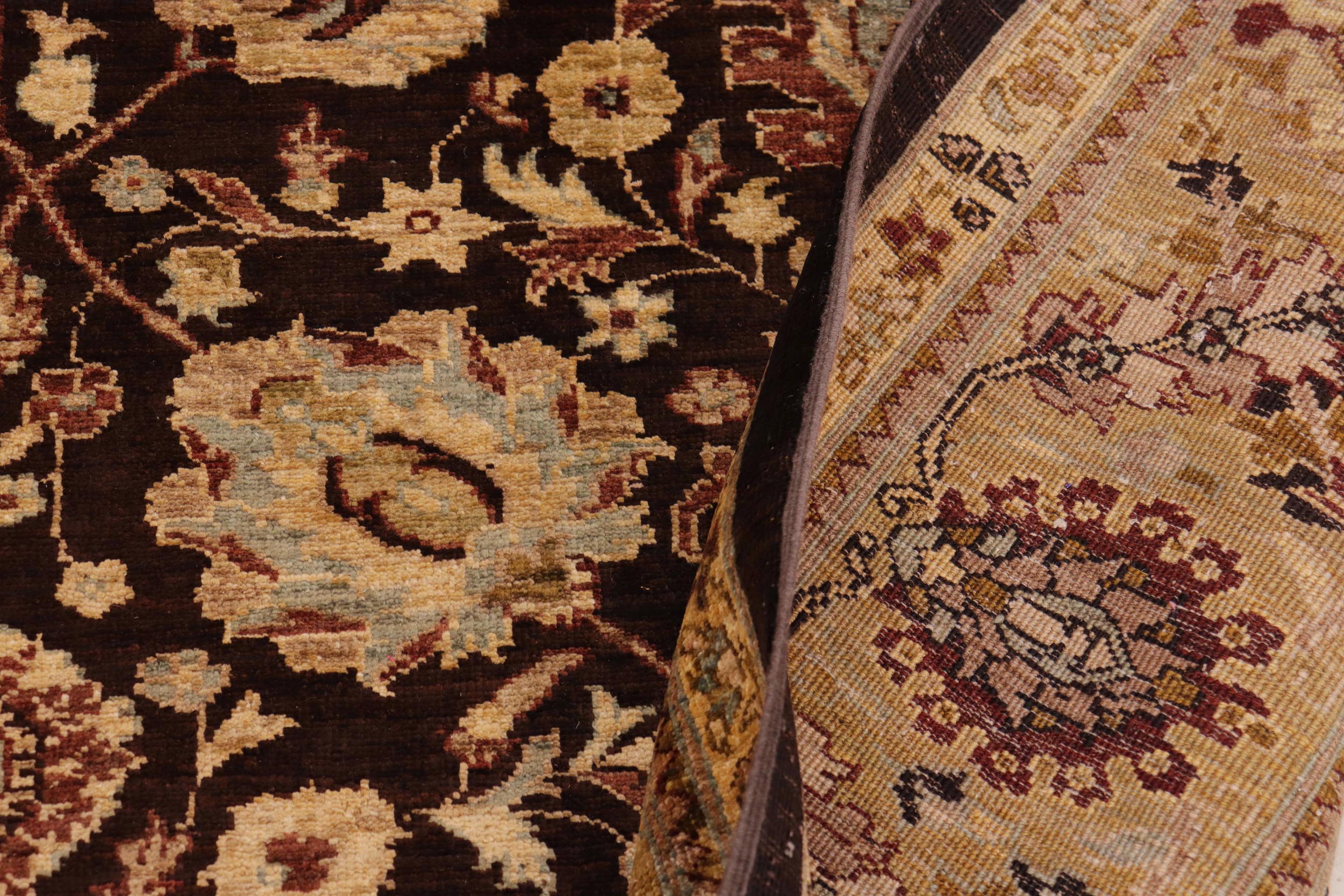 handmade Transitional Kafkaz Brown Olive Green Hand Knotted RECTANGLE 100% WOOL area rug 9' x 11'