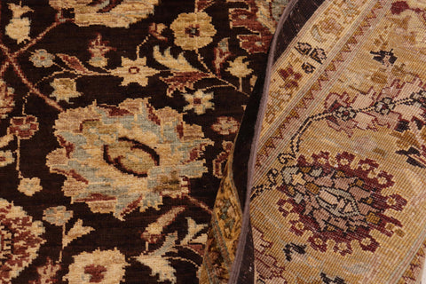 handmade Transitional Kafkaz Brown Olive Green Hand Knotted RECTANGLE 100% WOOL area rug 9' x 11'