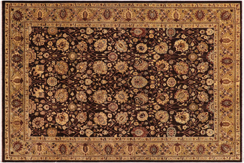 handmade Transitional Kafkaz Brown Olive Green Hand Knotted RECTANGLE 100% WOOL area rug 9' x 11'