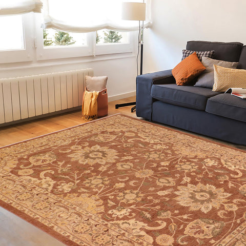 handmade Traditional Kafkaz Brown Dark Tan Hand Knotted RECTANGLE 100% WOOL area rug 10x13