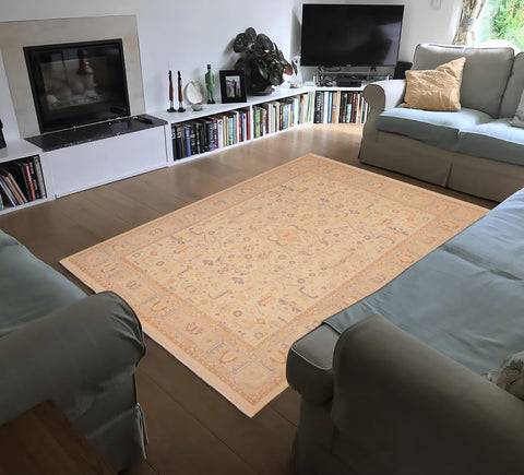 handmade Traditional Kafkaz Beige Lt. Gray Hand Knotted RECTANGLE 100% WOOL area rug 8x10