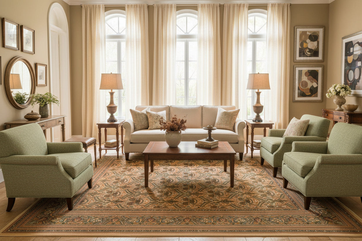 handmade Transitional Hamjolie Ivory Lt. Green Hand Knotted RECTANGLE 100% WOOL area rug 9x12
