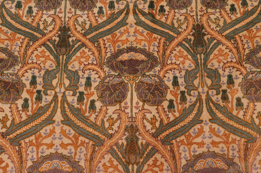 handmade Transitional Hamjolie Ivory Lt. Green Hand Knotted RECTANGLE 100% WOOL area rug 9x12