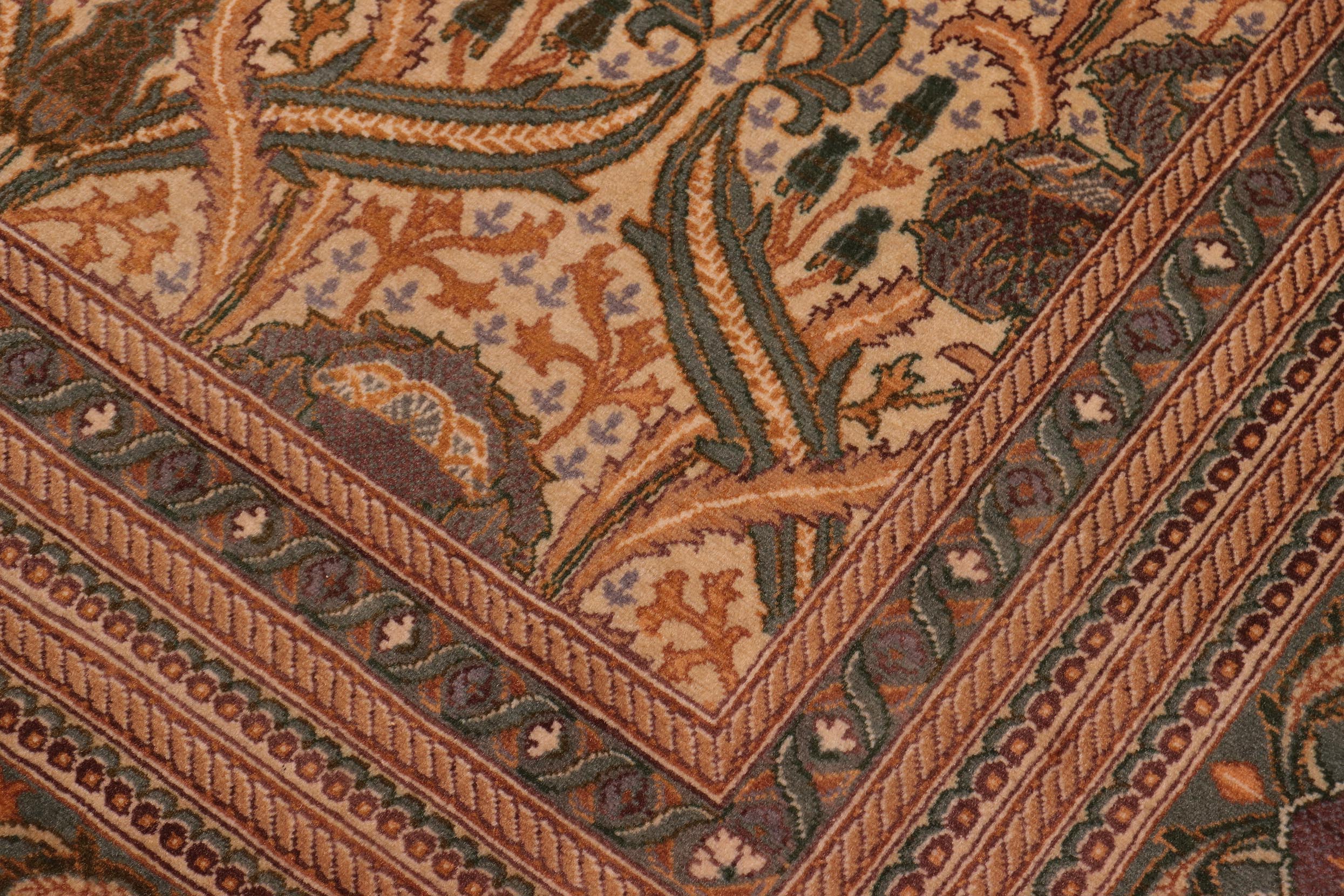 handmade Transitional Hamjolie Ivory Lt. Green Hand Knotted RECTANGLE 100% WOOL area rug 9x12